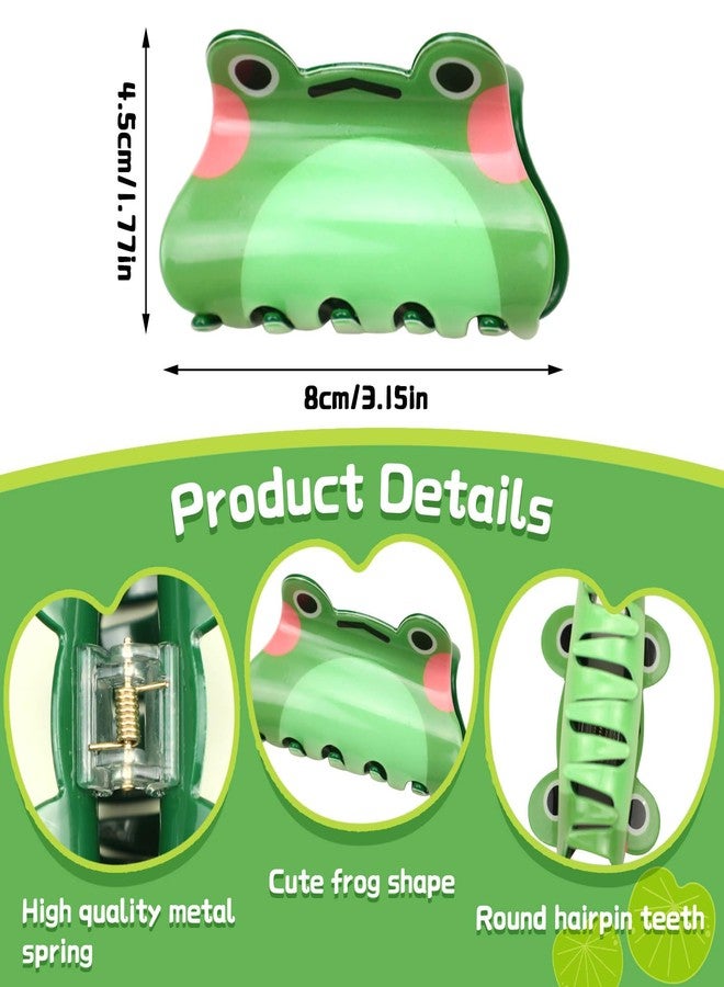 YAHUIPEIUS 3Pcs Frog Hair Claw Clips,Medium Clips for Women Girls Thin Hair Cute Green Jaw Clip Fashion Hair Accessories(Green, Medium) - Image 2